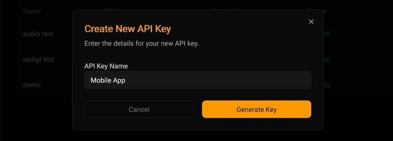 Create API Key Dialog