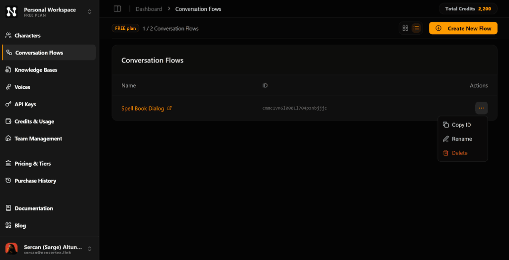 Neocortex Conversation Flows
