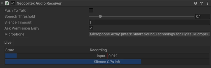 Audio Receiver live readout