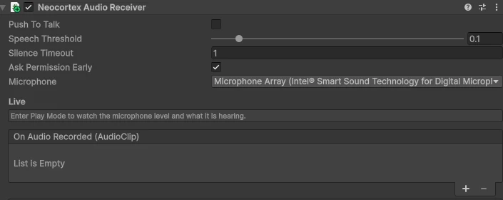 Neocortex Audio Receiver component